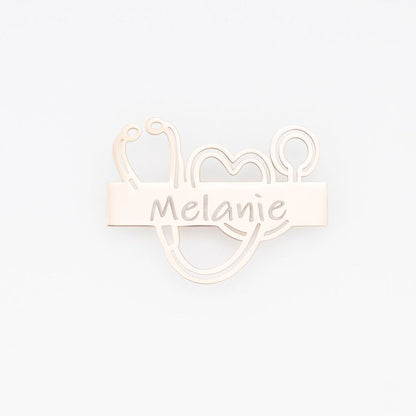 Pin de Metal Elegante Kamed Diseño Estetoscopio para Grabado Bronce