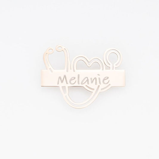 Pin de Metal Elegante Kamed Diseño Estetoscopio para Grabado Bronce