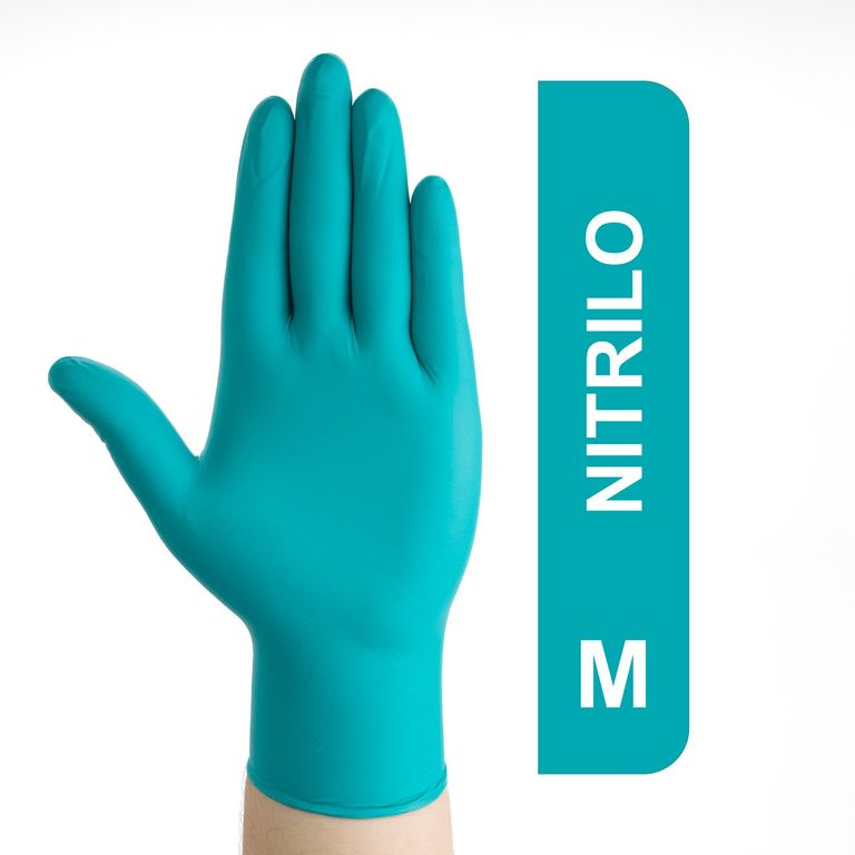 Guantes de Nitrilo Alto Riesgo de 6 GR Verdes Talla M Caja 100 UND