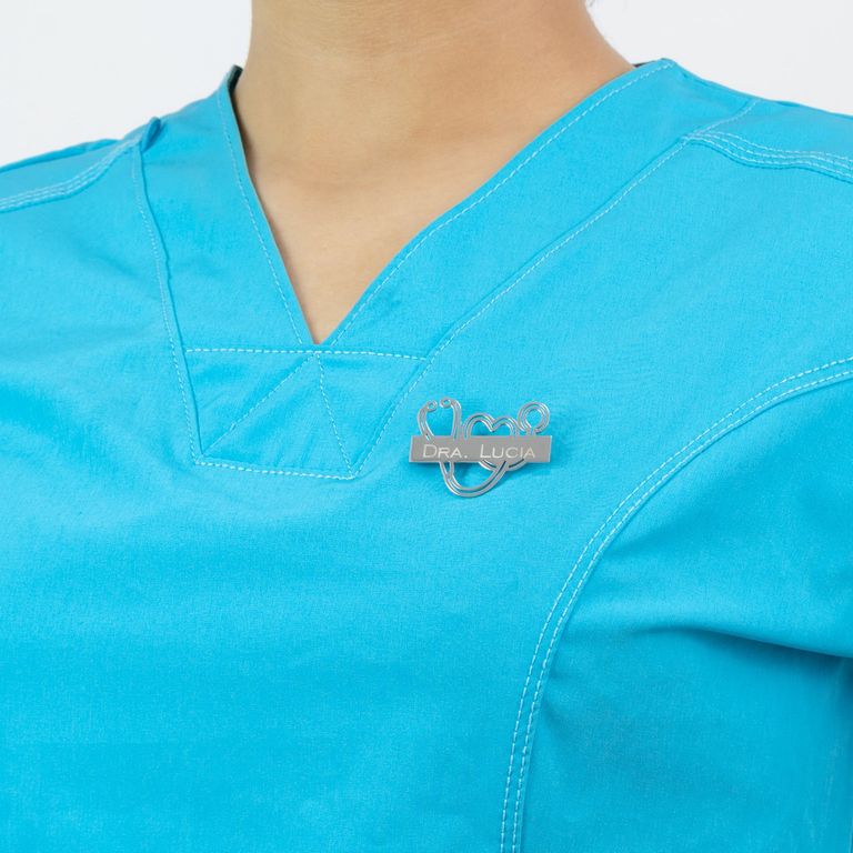 Pin de Metal Elegante Kamed Diseño Estetoscopio para Grabado Plata