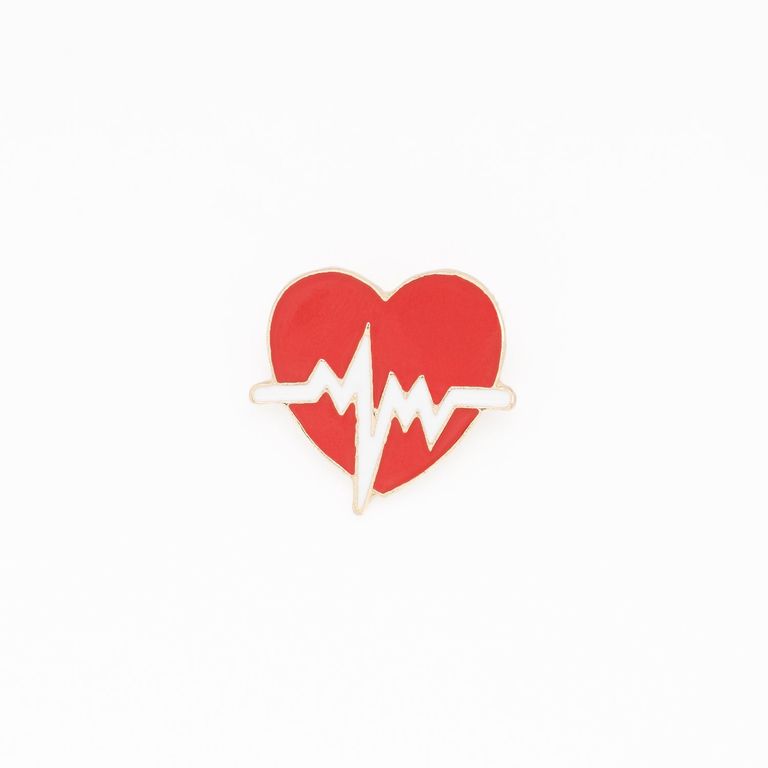 Pin Médico de Metal Kamed Corazón Signo Vital con Relieve