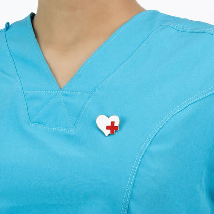 Pin Médico de Metal Kamed Corazón Blanco +