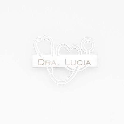 Pin de Metal Elegante Kamed Diseño Estetoscopio para Grabado Plata