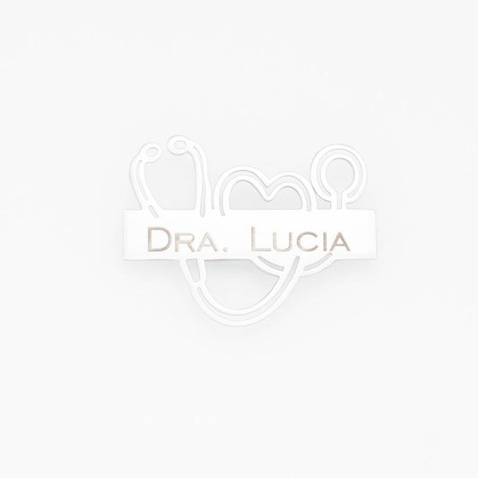 Pin de Metal Elegante Kamed Diseño Estetoscopio para Grabado Plata