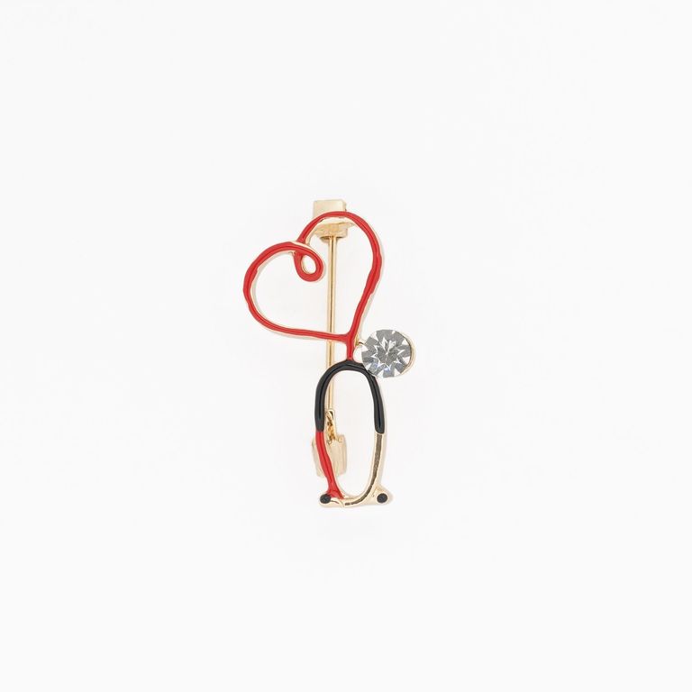 Pin Médico de Metal Kamed Estetoscopio con Diamante de Fantasía