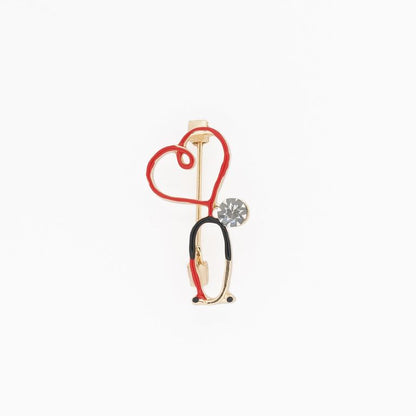 Pin Médico de Metal Kamed Estetoscopio con Diamante de Fantasía