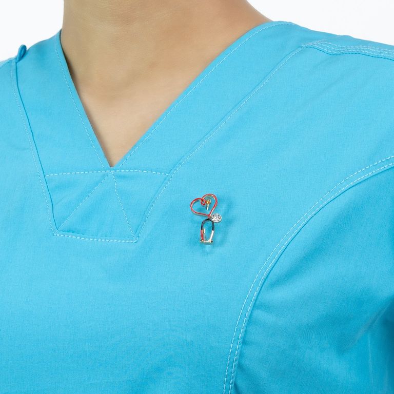Pin Médico de Metal Kamed Estetoscopio con Diamante de Fantasía