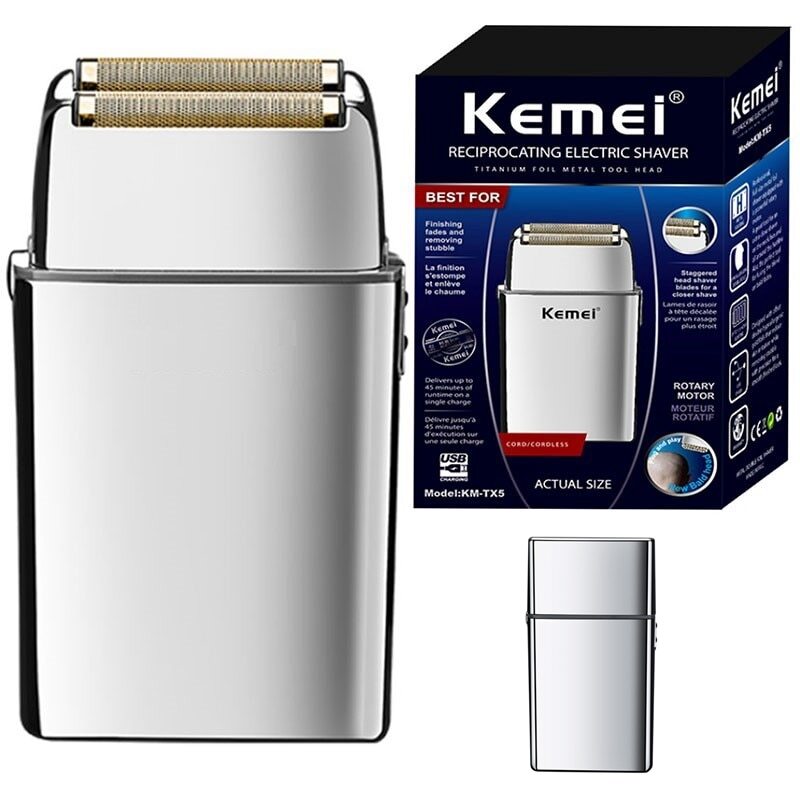 Afeitadora Shaver Inalámbrica de Láminas Recargable USB KEMEI KM-TX5