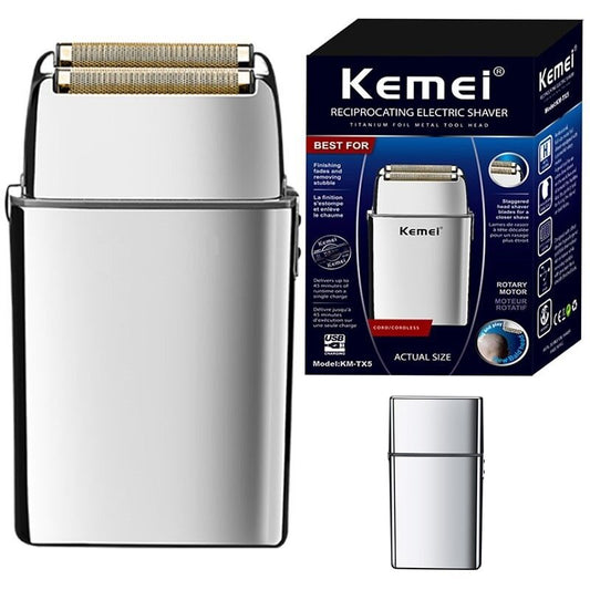 Afeitadora Shaver Inalámbrica de Láminas Recargable USB KEMEI KM-TX5