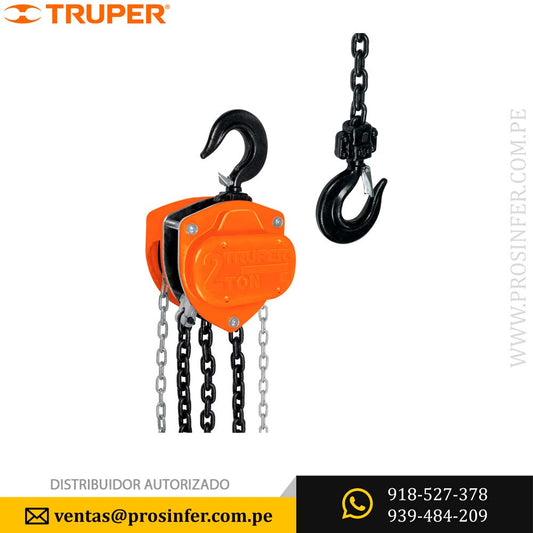 Tecle de Cadena Polipasto 2 Toneladas Levante 3 m TRUPER 16826