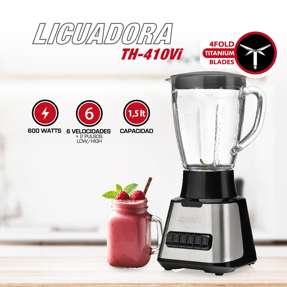Licuadora 600 W Jarro de Vidrio 1.5 L 6 Velocidades THOMAS TH-410Vi