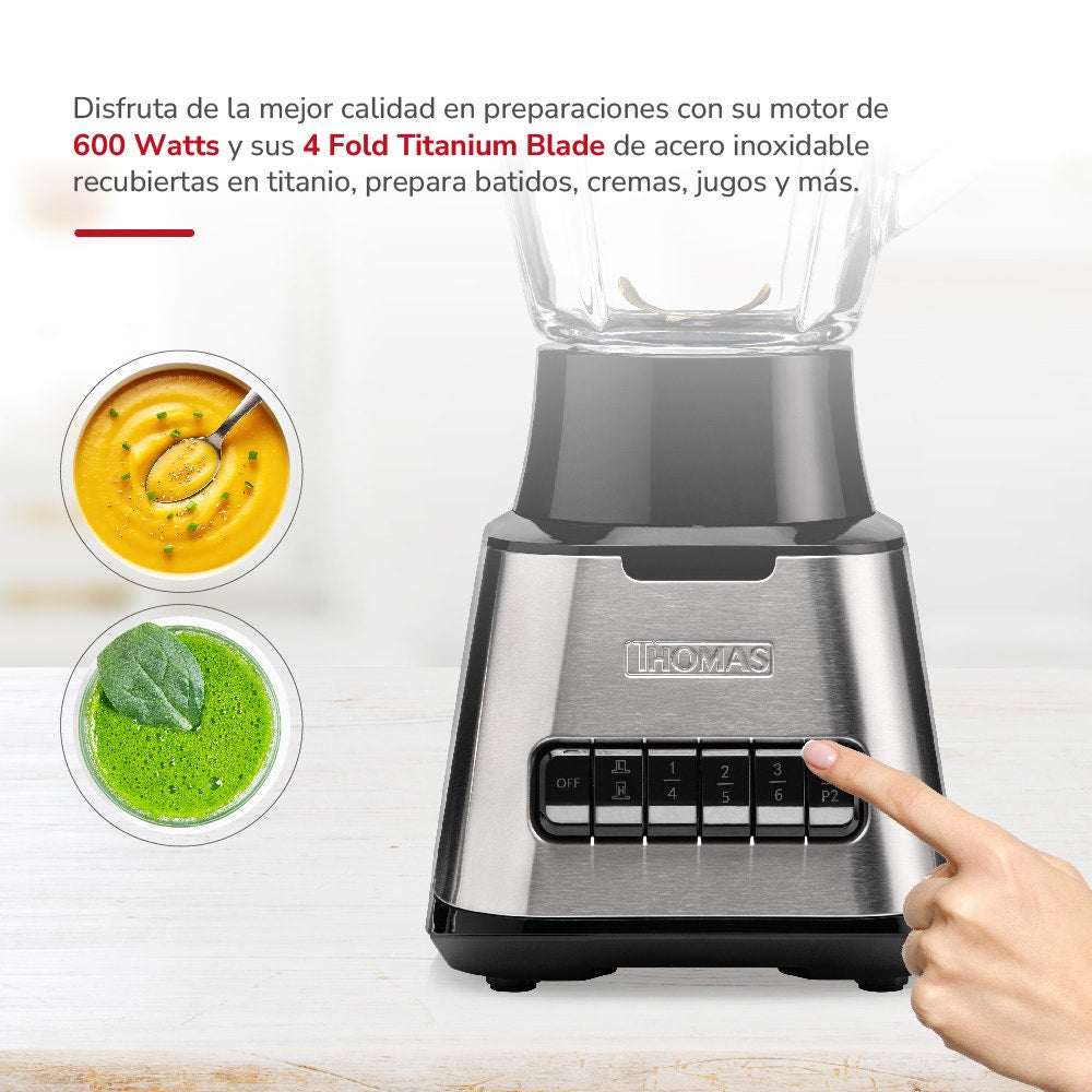 Licuadora 600 W Jarro de Vidrio 1.5 L 6 Velocidades THOMAS TH-410Vi