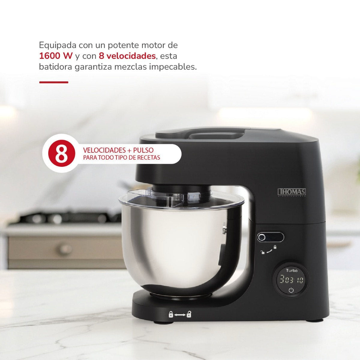 Batidora de Pedestal Planetaria 5 L 1000 W THOMAS TH-915PND