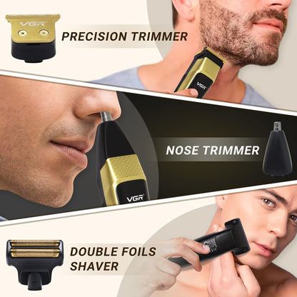 Kit de Corte 3 en 1 Recargable Pelo, Barba y Nariz VGR V-366