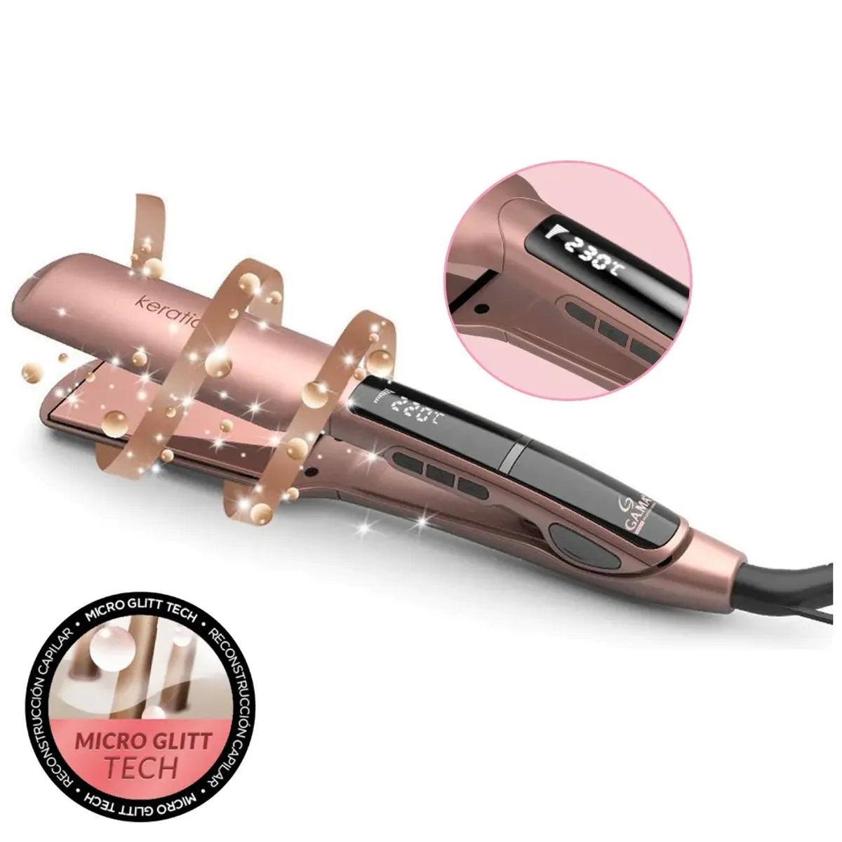Plancha Alisadora Keration X-Wide Digital con Placas Extra Anchas GAMA ITALY