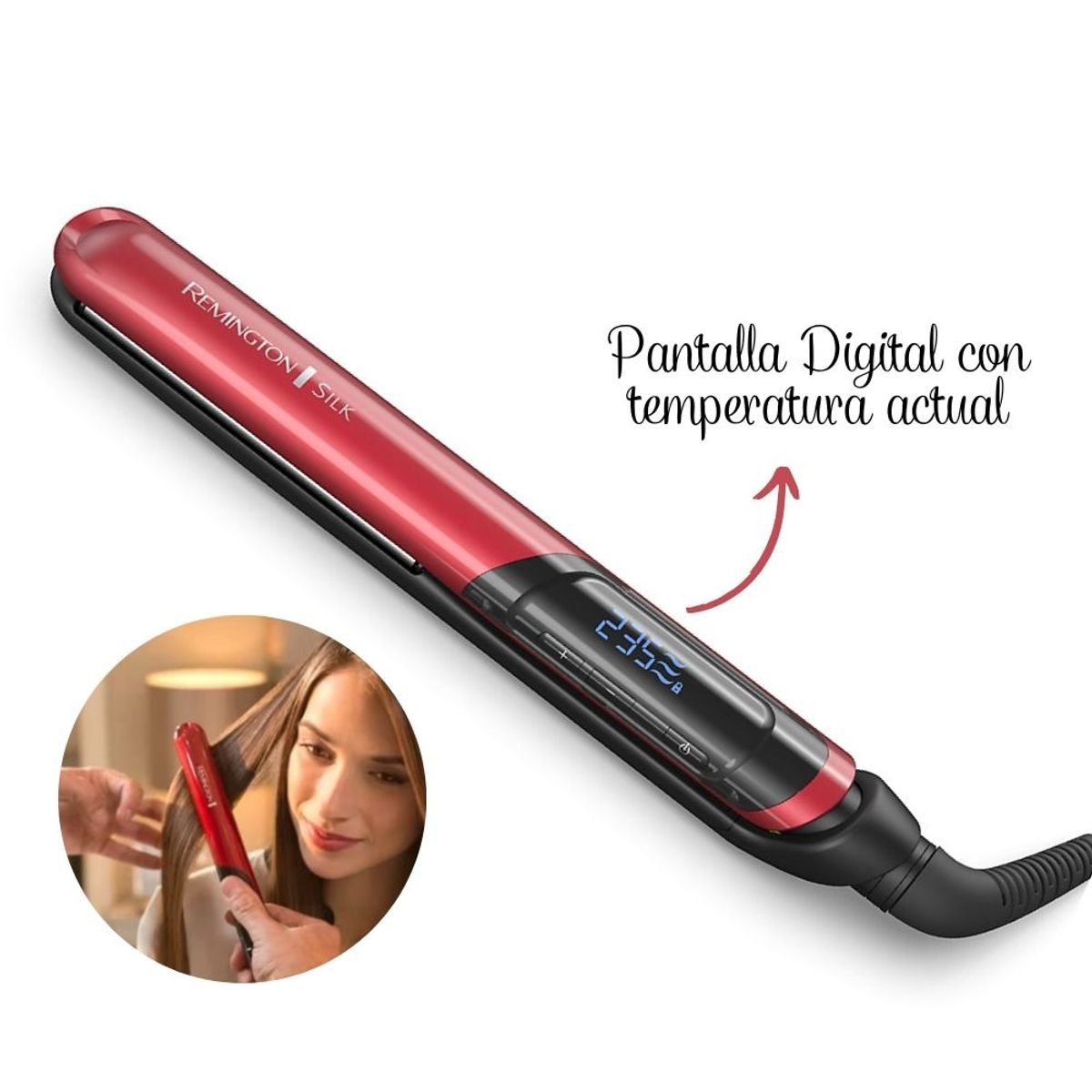 Plancha Alisadora Silk Cerámica con Seda 235 °C REMINGTON S9600