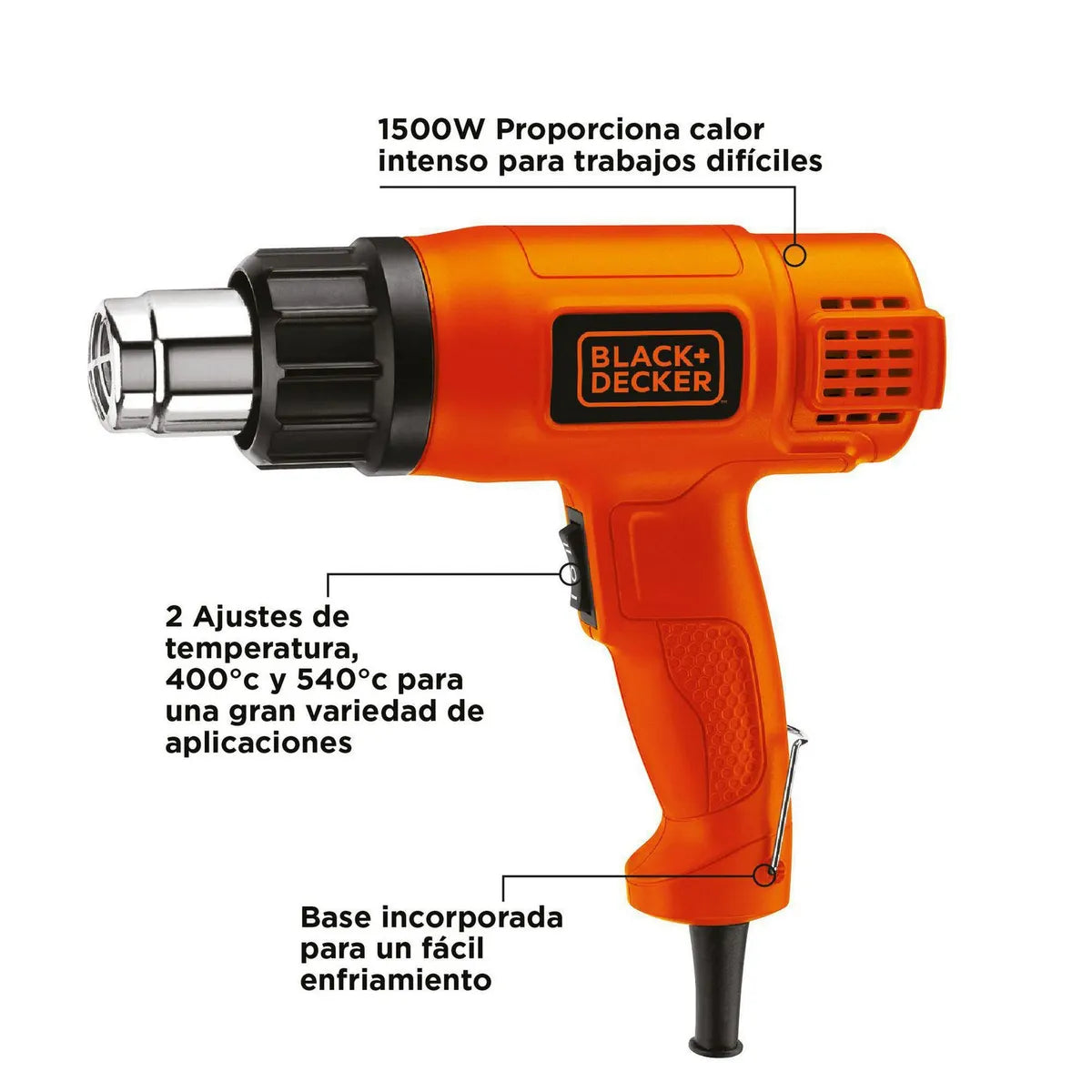 Pistola de Calor 1500 W hasta 540 °C BLACK+DECKER HG1500