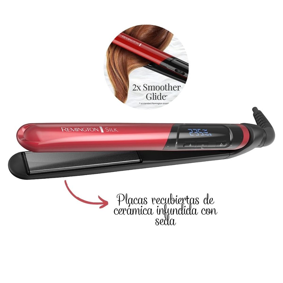 Plancha Alisadora Silk Cerámica con Seda 235 °C REMINGTON S9600