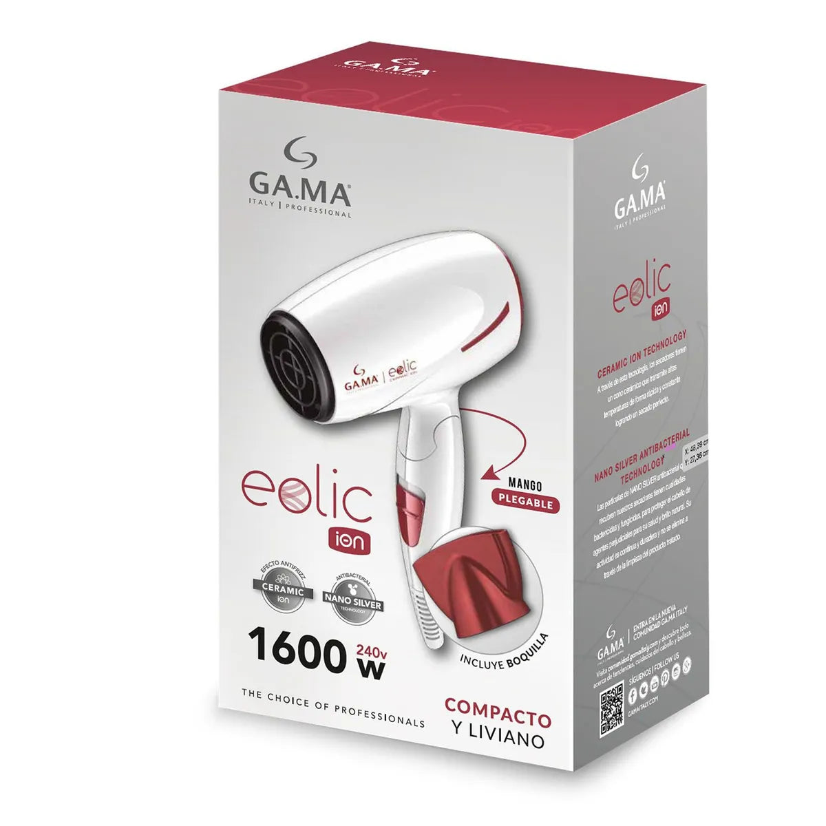 Secadora de Cabello Eolic Ceramic Ion 1600 W GAMA