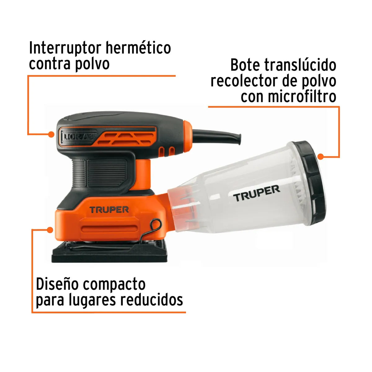 Lijadora Orbital 1/4 de Hoja Profesional 220 V TRUPER 103338