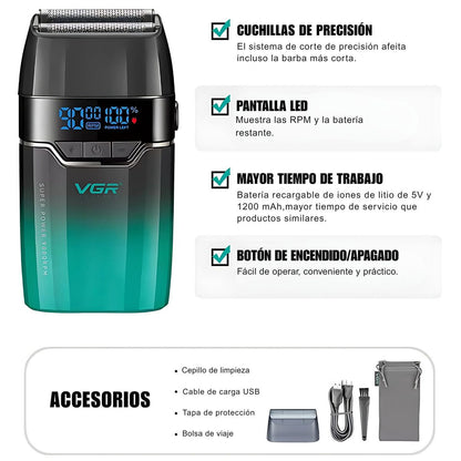 Afeitadora Shaver Profesional Recargable 9000 RPM VGR V-308