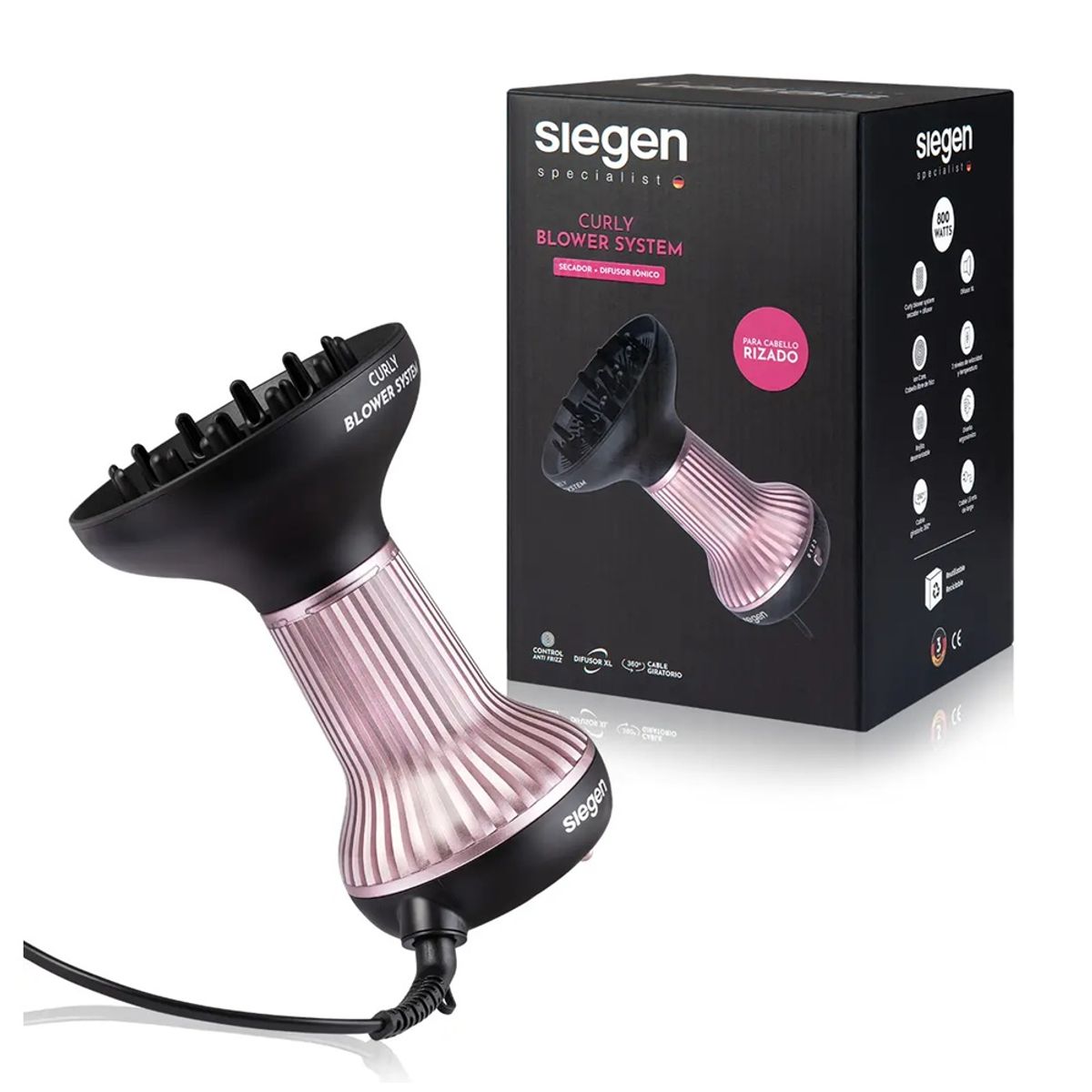 Secadora con Difusor Curly Blower System 800 W SIEGEN SG-3180