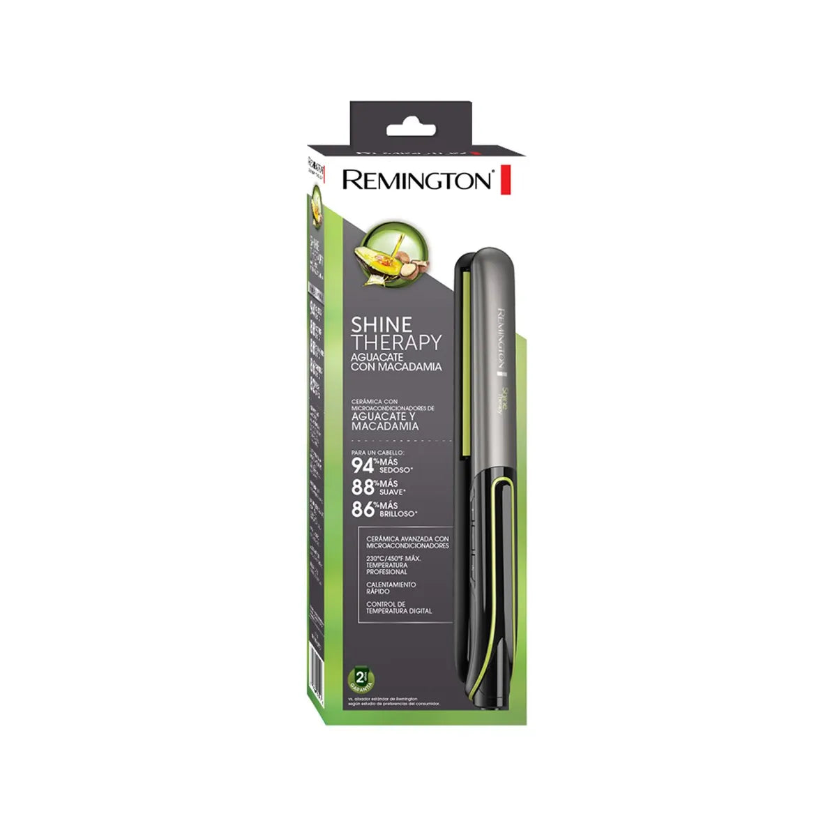 Plancha Alisadora de Cabello Cerámica Shine Therapy con Palta y Macadamia REMINGTON