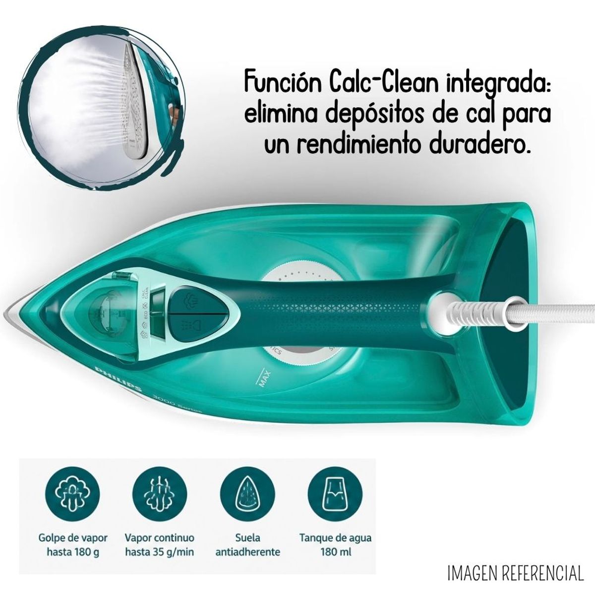 Plancha a Vapor 2400 W Suela de Cerámica Serie 3000 PHILIPS DST3030/70