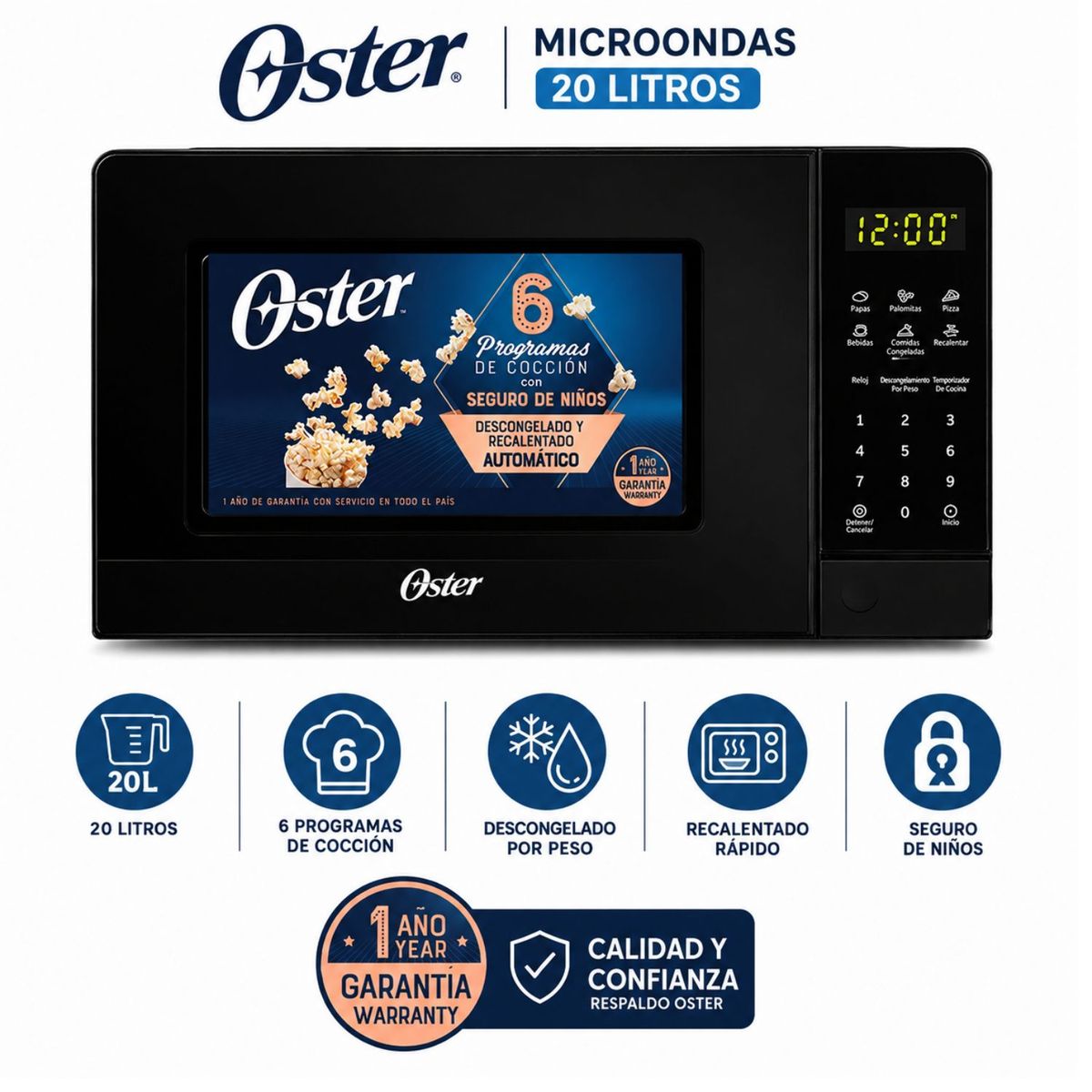 Horno Microondas 20 L 700 W Panel Digital OSTER POGGE3702