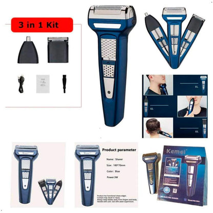 Kit de Afeitado Inalámbrico 3 en 1 KEMEI KM-5561