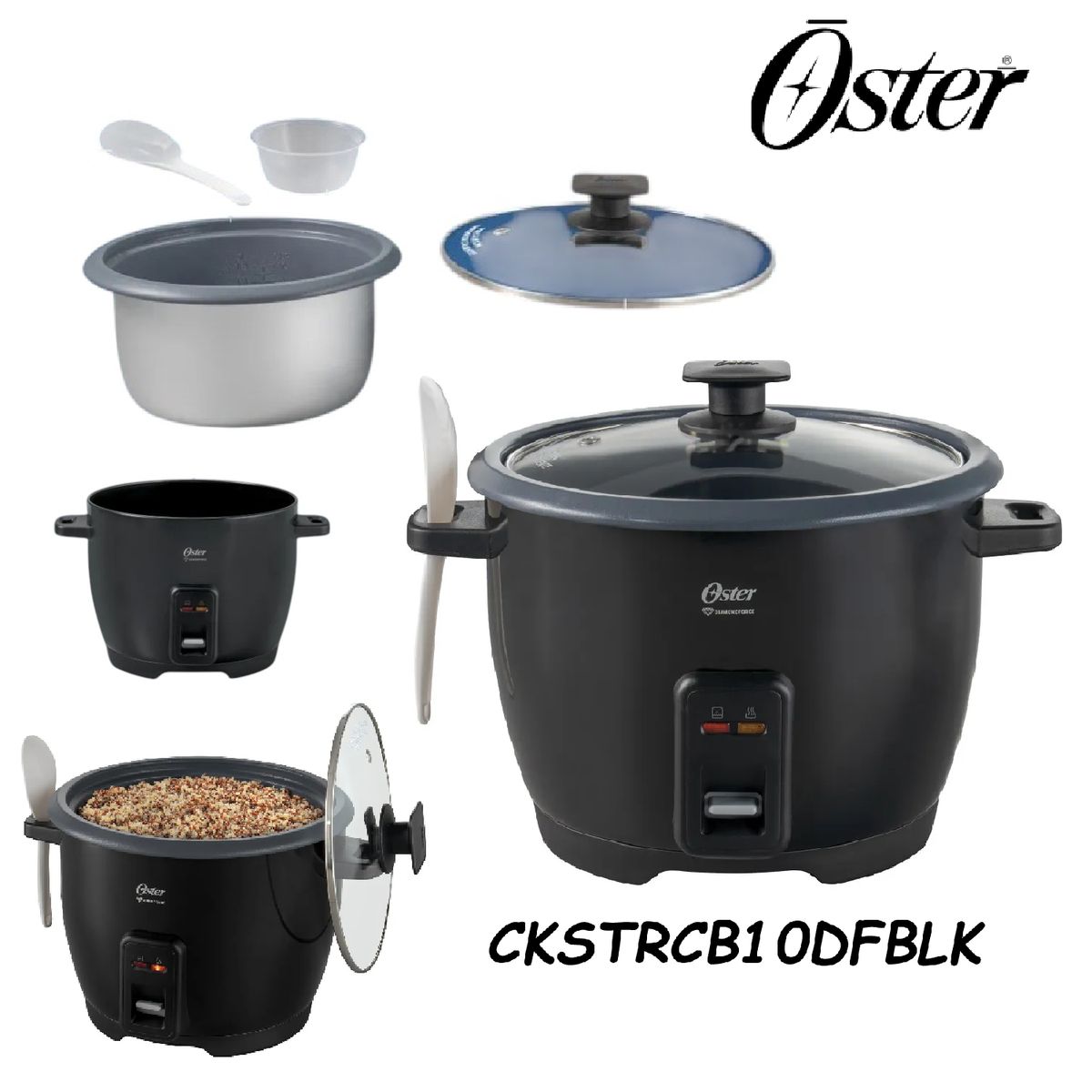 Olla Arrocera Antiadherente DiamondForce 1.8 L 700 W OSTER TRCB10DFBLK