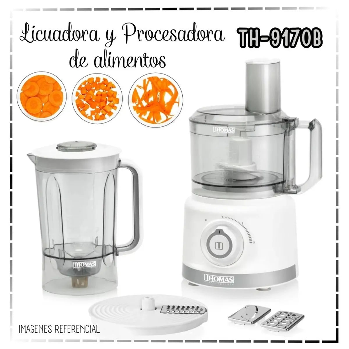 Licuadora y Procesadora de Alimentos 900 W 1.5 L THOMAS TH-9170B