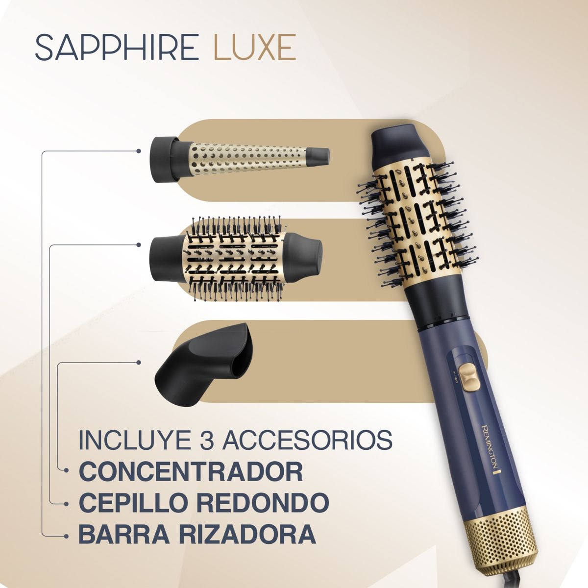 Cepillo de Aire Multiestilizador 3 en 1 Iónico REMINGTON Sapphire Luxe AS5805