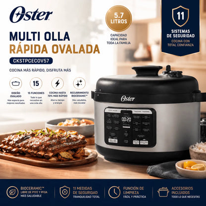 Multi-Olla Rápida Ovalada 5.7 L 15 Funciones Bioceramic OSTER CKSTPCECOV57