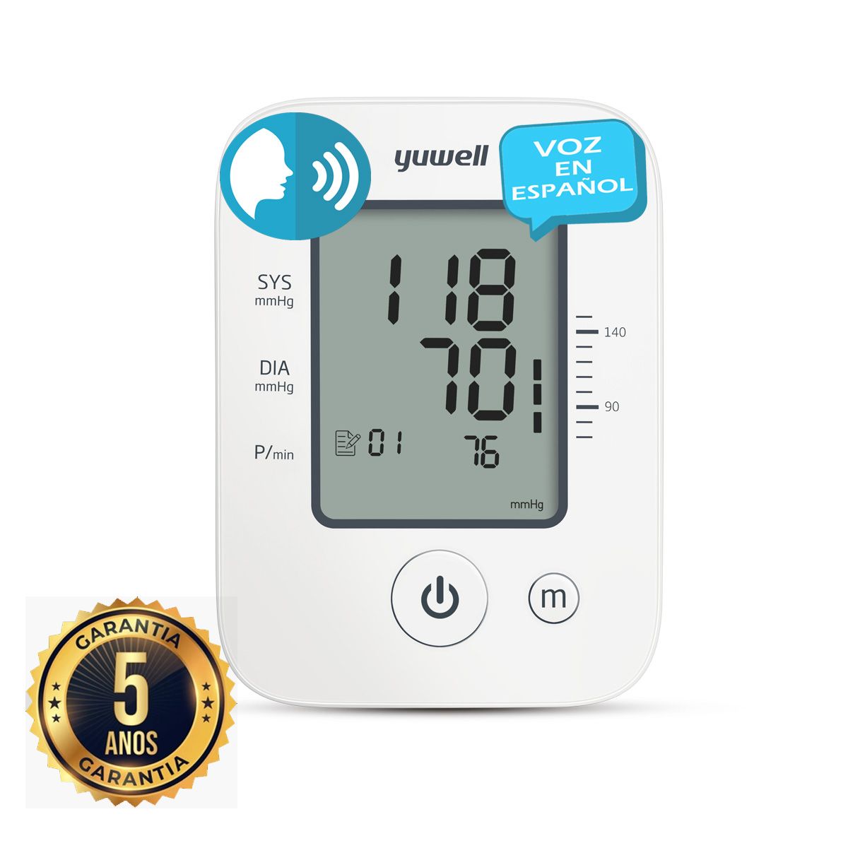 Tensiómetro Digital de Brazo con Voz y Adaptador USB YUWELL YE-660D