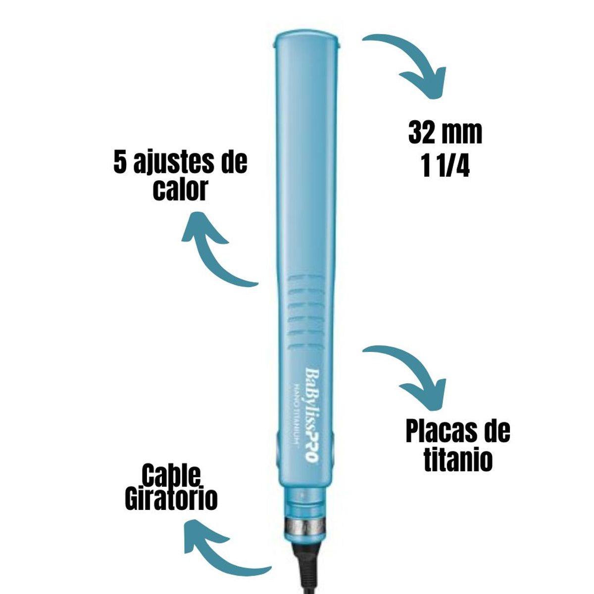 Plancha Alisadora Nano Titanium Dual Ionic 1 1/4" BABYLISS PRO BNT9125TPE