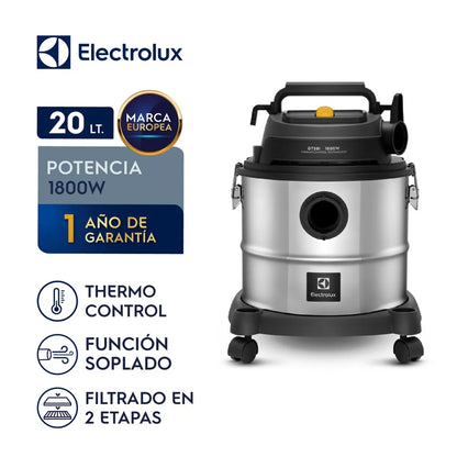 Aspiradora Agua y Polvo 1800 W 20 L Inox con Soplado ELECTROLUX GT20I
