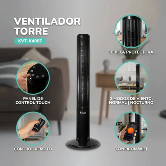 Ventilador de Torre WiFi 40 W con Control Remoto KENDAL KVT-K4007