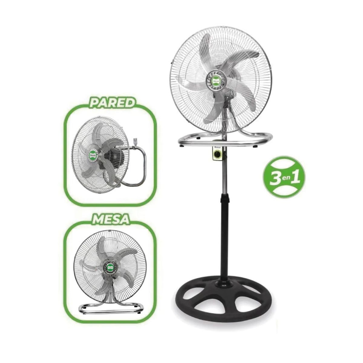 Ventilador 3 en 1 de 18" 200 W con 5 Aspas Metálicas BOSSKO BK-8219VI