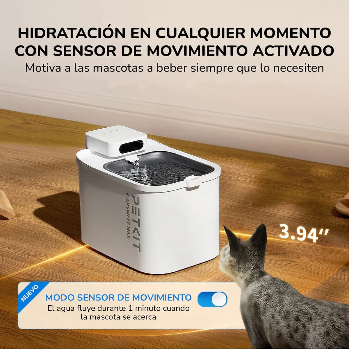 Fuente de Agua Inalámbrica 3 L para Gatos PETKIT Eversweet MAX