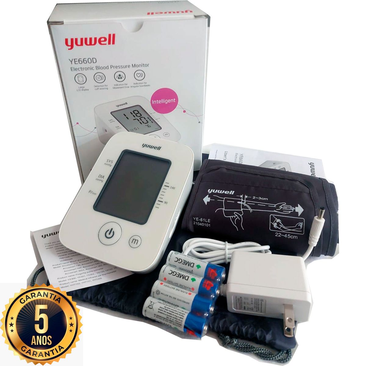 Tensiómetro Digital de Brazo con Voz y Adaptador USB YUWELL YE-660D