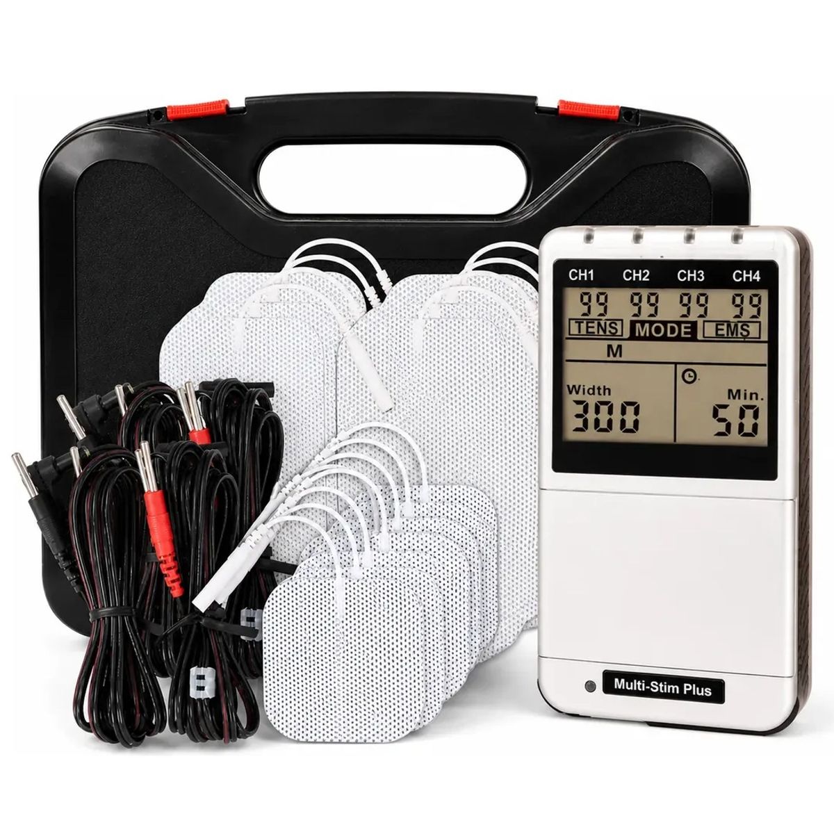 Electroestimulador TENS y EMS 4 Canales con 8 Electrodos Multi Stim Plus NU-TEK