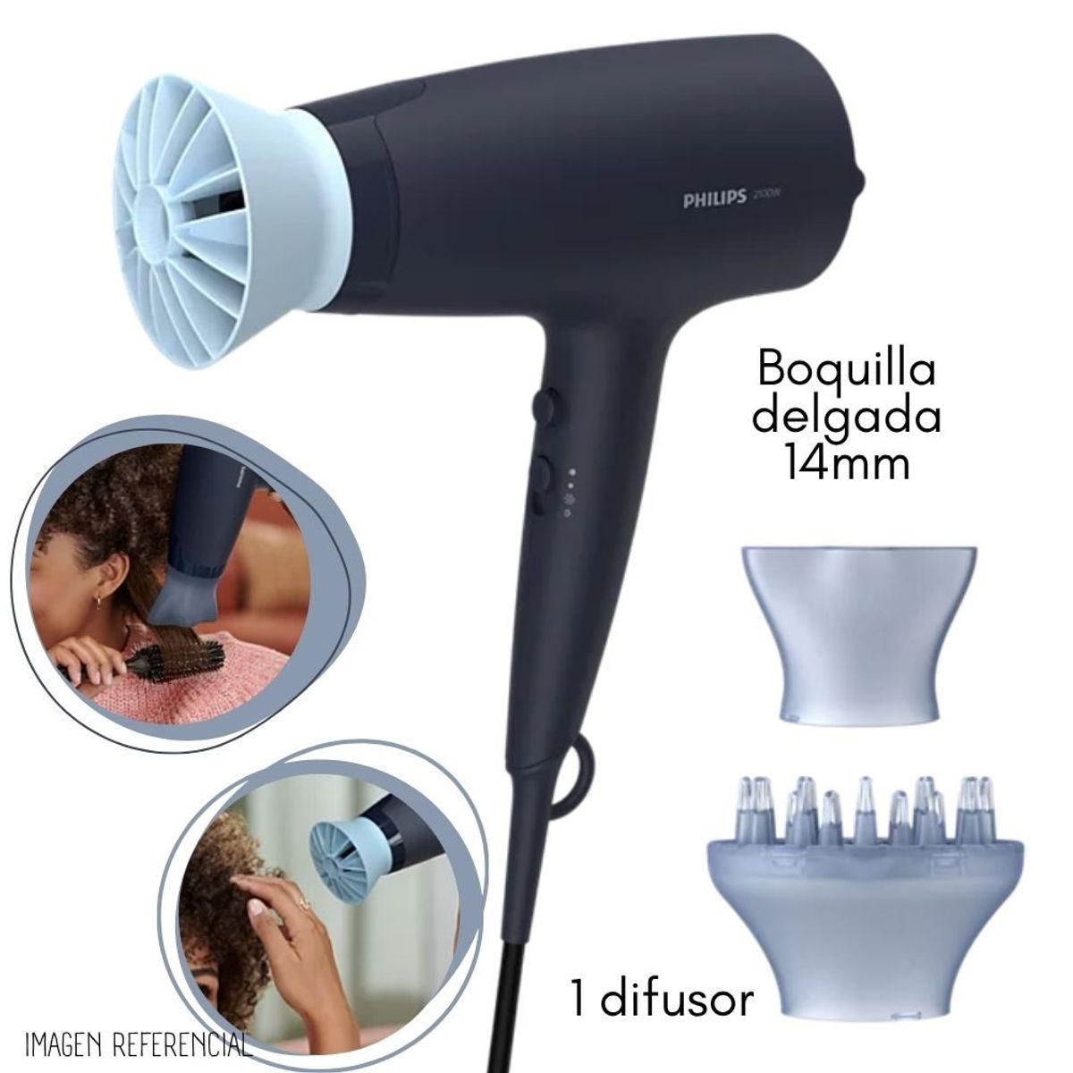 Secadora de Cabello 2100 W con Turmalina PHILIPS BHD360