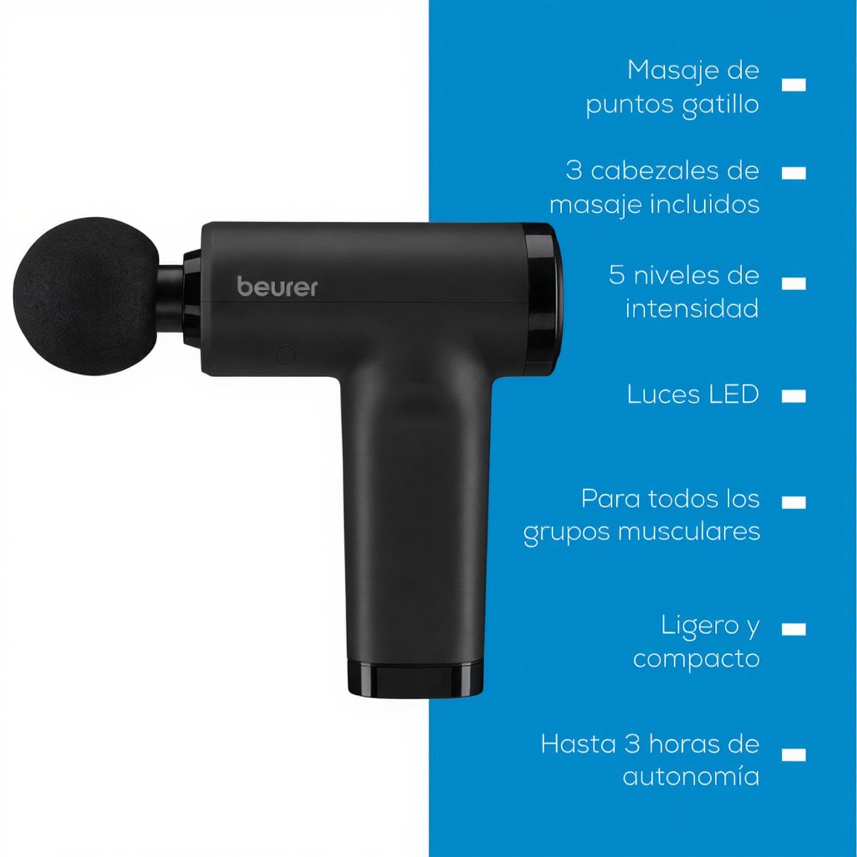 Pistola de Masaje Muscular 5 Niveles Inalámbrica BEURER MG 89