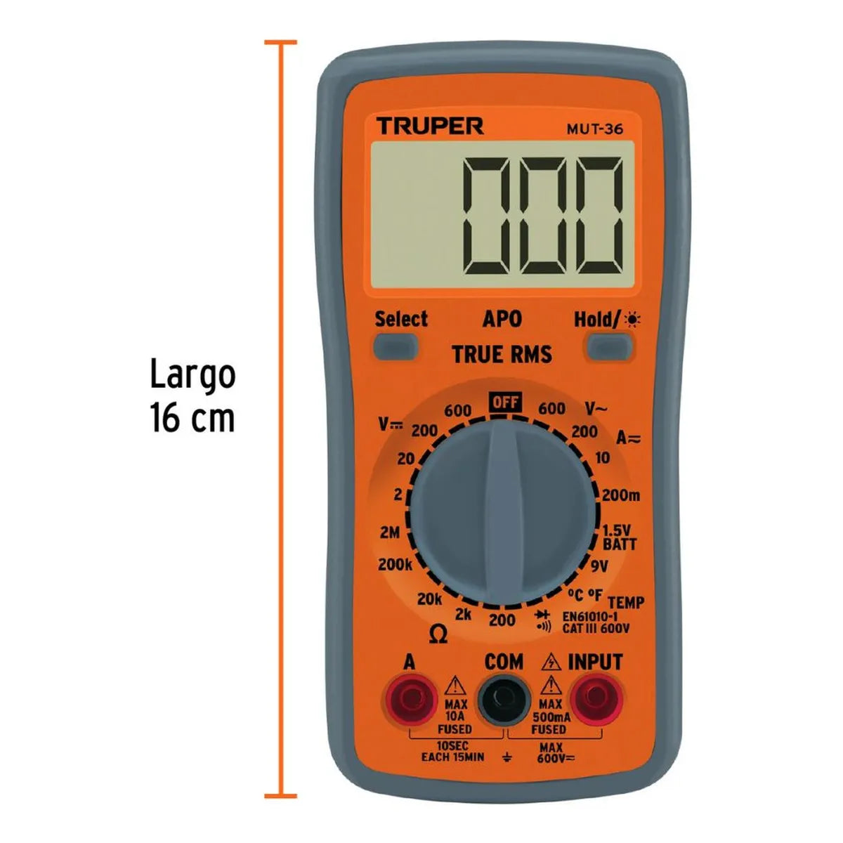 Multímetro Digital Profesional True RMS 600 V TRUPER MUT-36