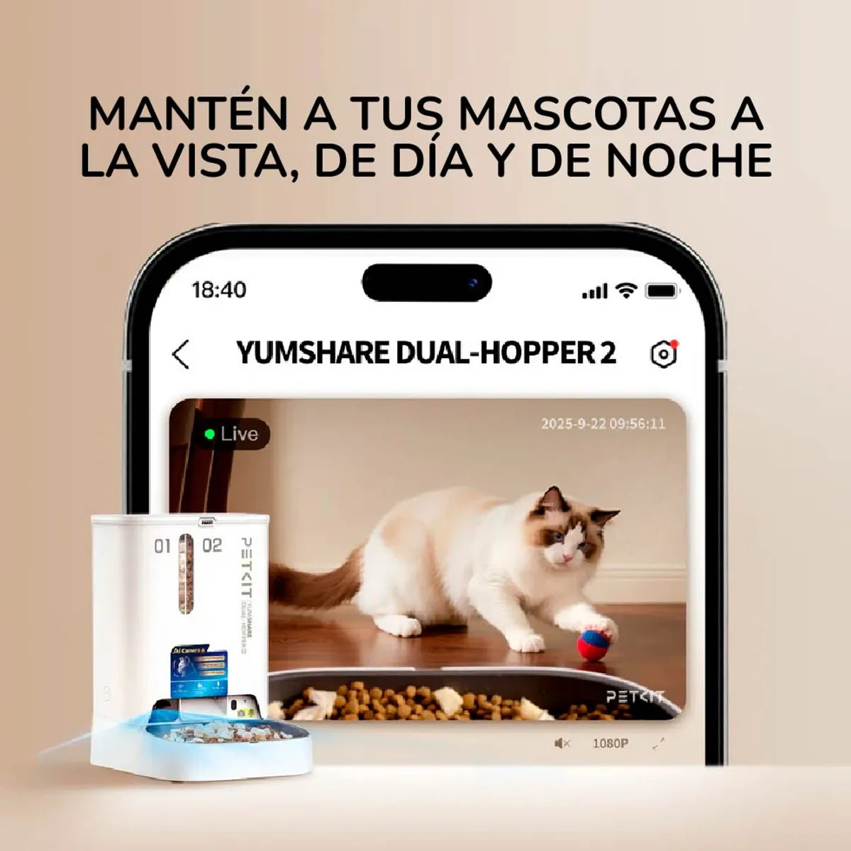Comedero Automático Doble Tolva con Cámara HD PETKIT YumShare Dual-Hopper 2
