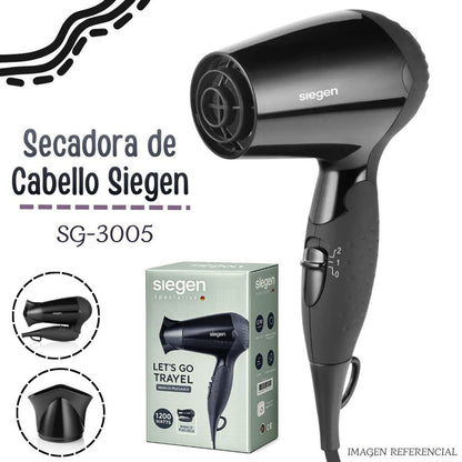 Secadora de Cabello Plegable de Viaje 1200 W SIEGEN SG-3005