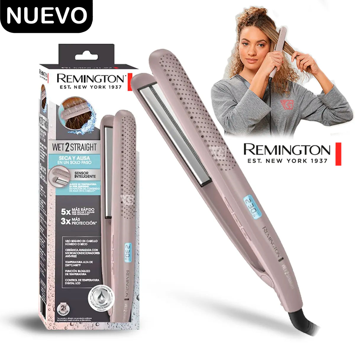 Plancha Alisadora Wet2Straight Cabello Húmedo o Seco REMINGTON S27A