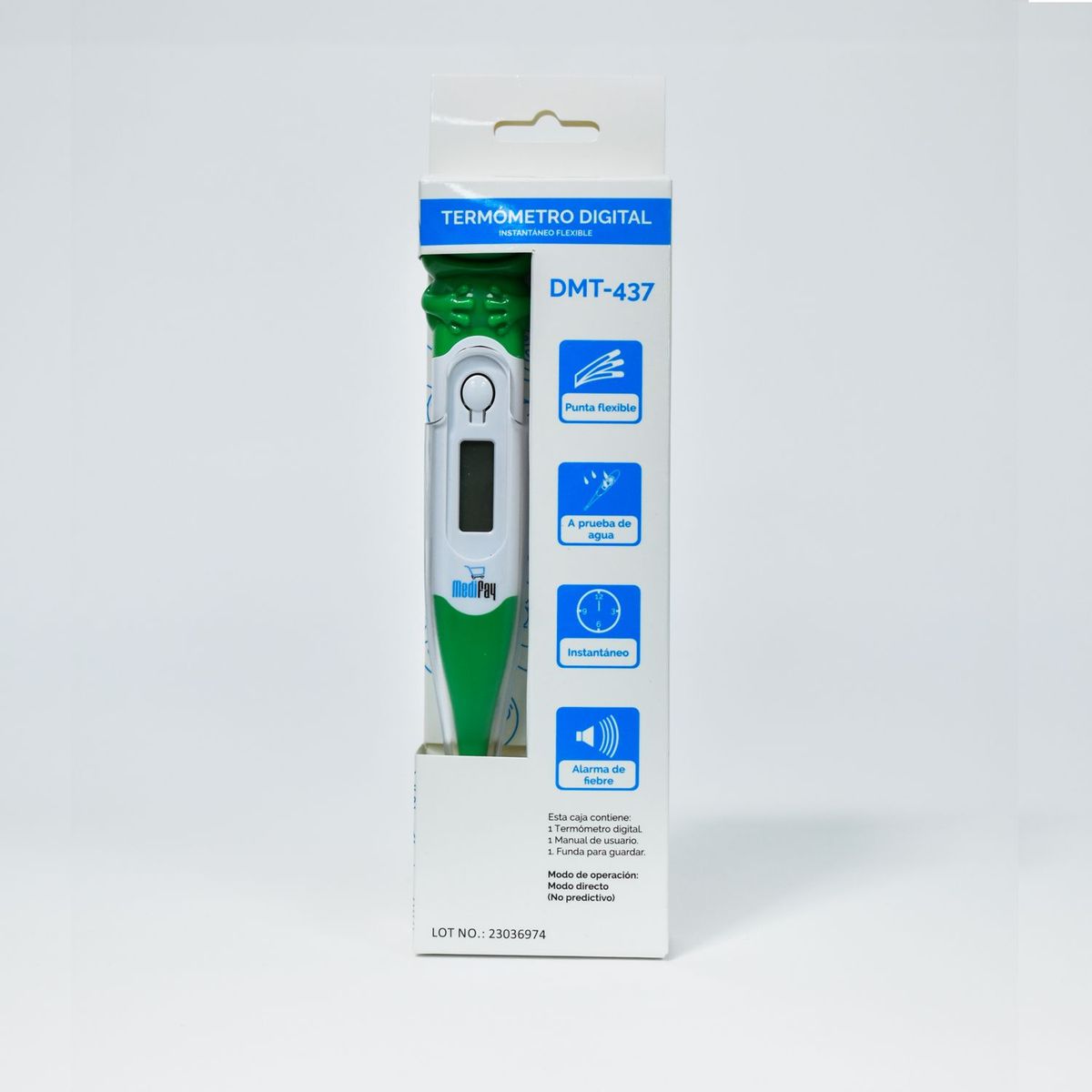Termómetro Digital Punta Flexible con Alarma de Fiebre MEDIFAY DMT 437