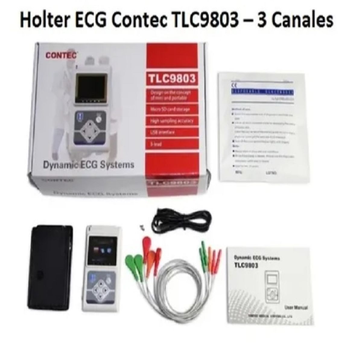 Holter de Ritmo ECG de 3 Canales 24 Horas CONTEC TLC9803